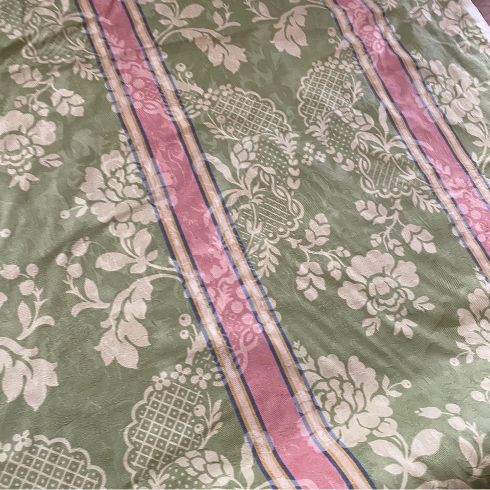 approx 7 yards kauffman pink and green floral & striped fabric